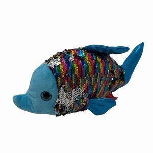 Gitzy Rainbow Glitter Changeable Sequin Purple Fish 12" Plush Stuffed Animal